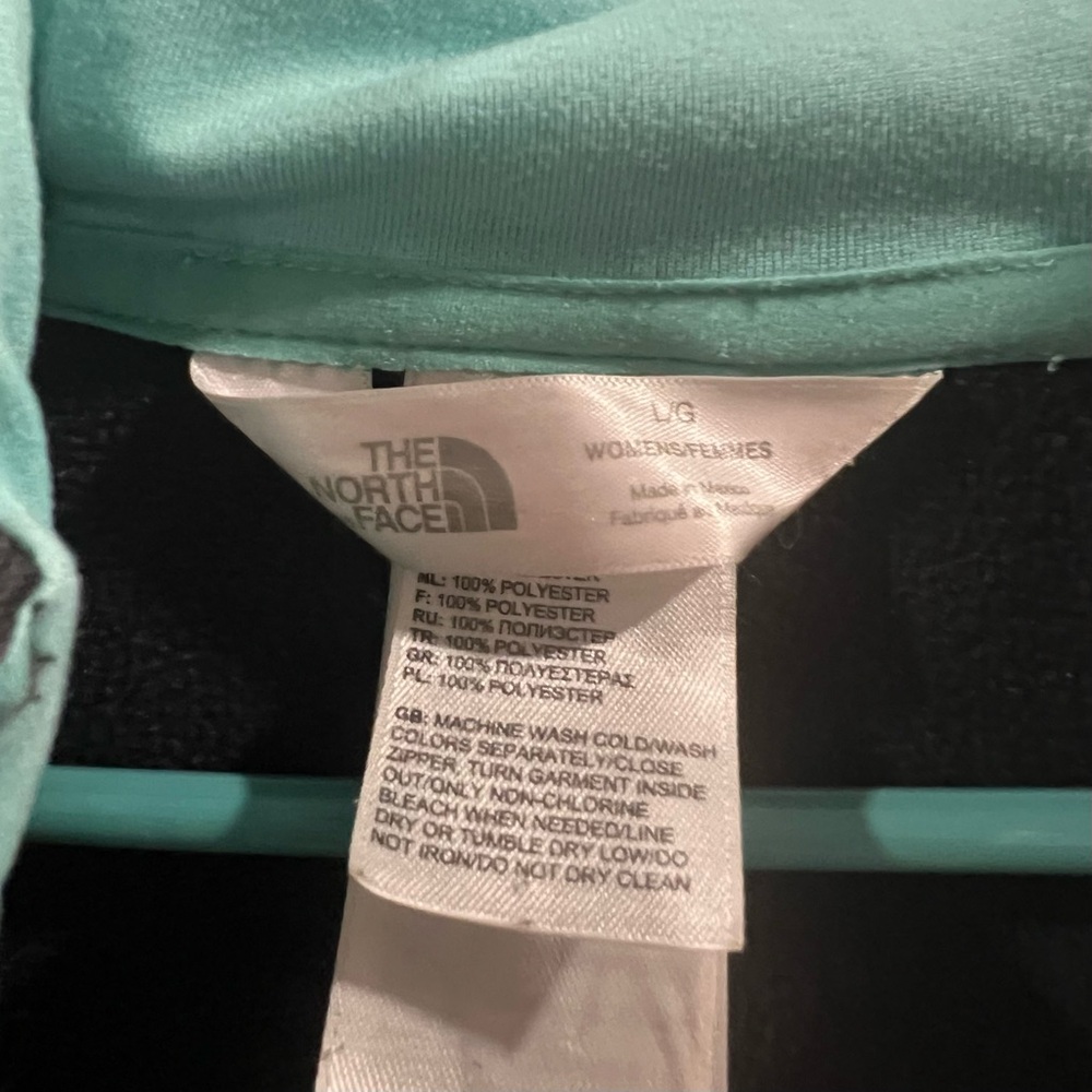 The North Face Dark Gray Full Zip Hoodie Teal Logo Women’s L - Picture 3 of 4